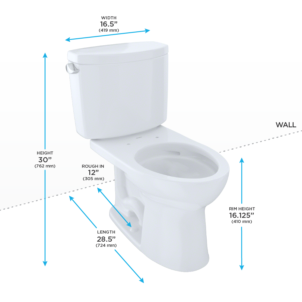 TOTO, DRAKE® II CST454CEFG#01 TWO-PIECE TOILET, 1.28 GPF, ELONGATED BOWL - No Seat