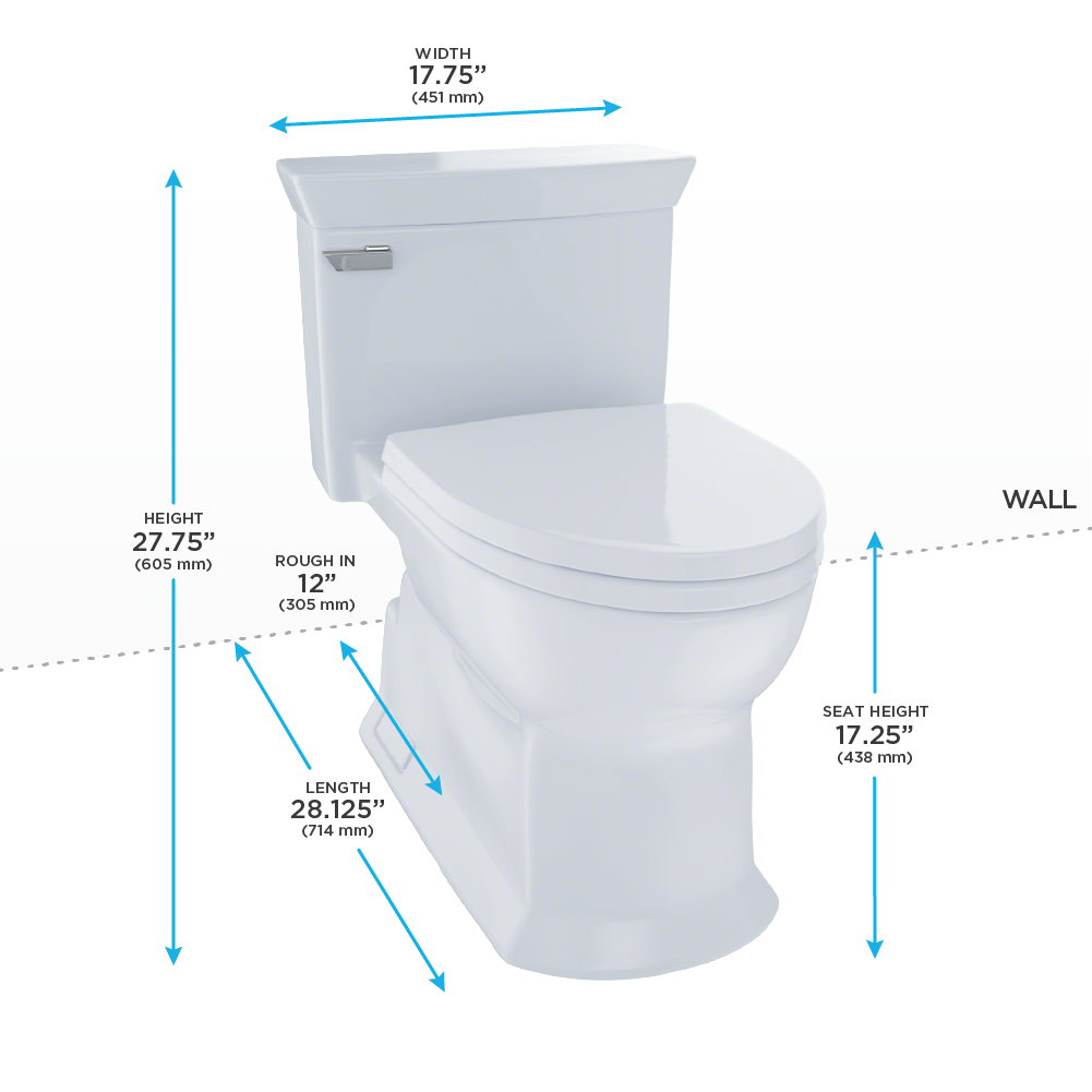 TOTO, ECO SOIRÉE® MS964214CEFG#01 ONE PIECE TOILET, 1.28 GPF, ELONGATED BOWL - Seat Included