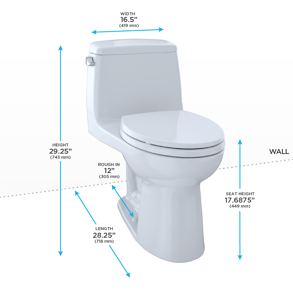 TOTO, ECO ULTRAMAX® MS854114EL#01 ONE-PIECE TOILET, 1.28 GPF, ADA COMPLIANT, ELONGATED BOWL - SoftClose Seat Included