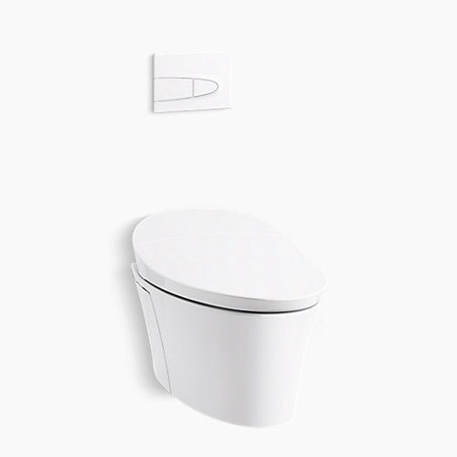 Kohler, Kohler Veil K-5402-0 Intelligent Compact Elongated Dual-Flush Wall Hung Toilet