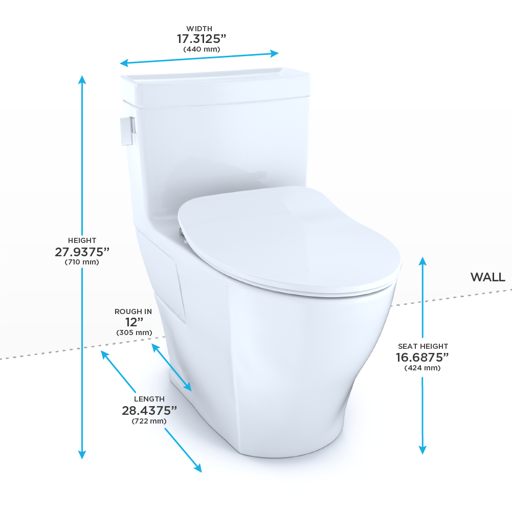 TOTO, LEGATO™ MS624234CEFG#01 ONE-PIECE TOILET, 1.28GPF, ELONGATED BOWL - WASHLET®+ CONNECTION - Slim SoftClose Seat Included