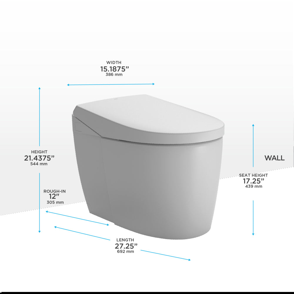 TOTO, NEOREST AS MS8551CUMFG#01 Dual Flush 1.0 or 0.8 GPF Toilet with Integrated Bidet Seat and EWATER+, Cotton White