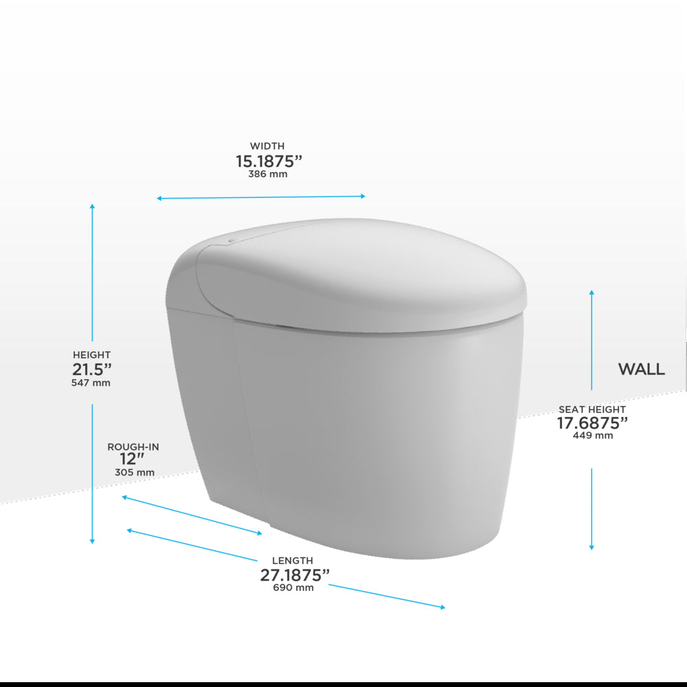 TOTO, NEOREST RS Dual Flush 1.0 or 0.8 GPF Toilet with Integrated Bidet Seat and EWATER+, Cotton White - MS8341CUMFG#01