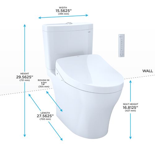 TOTO, TOTO AQUIA IV WASHLET+ S550E TWO-PIECE TOILET 1.28 GPF & 0.8 GPF 12in Rough in