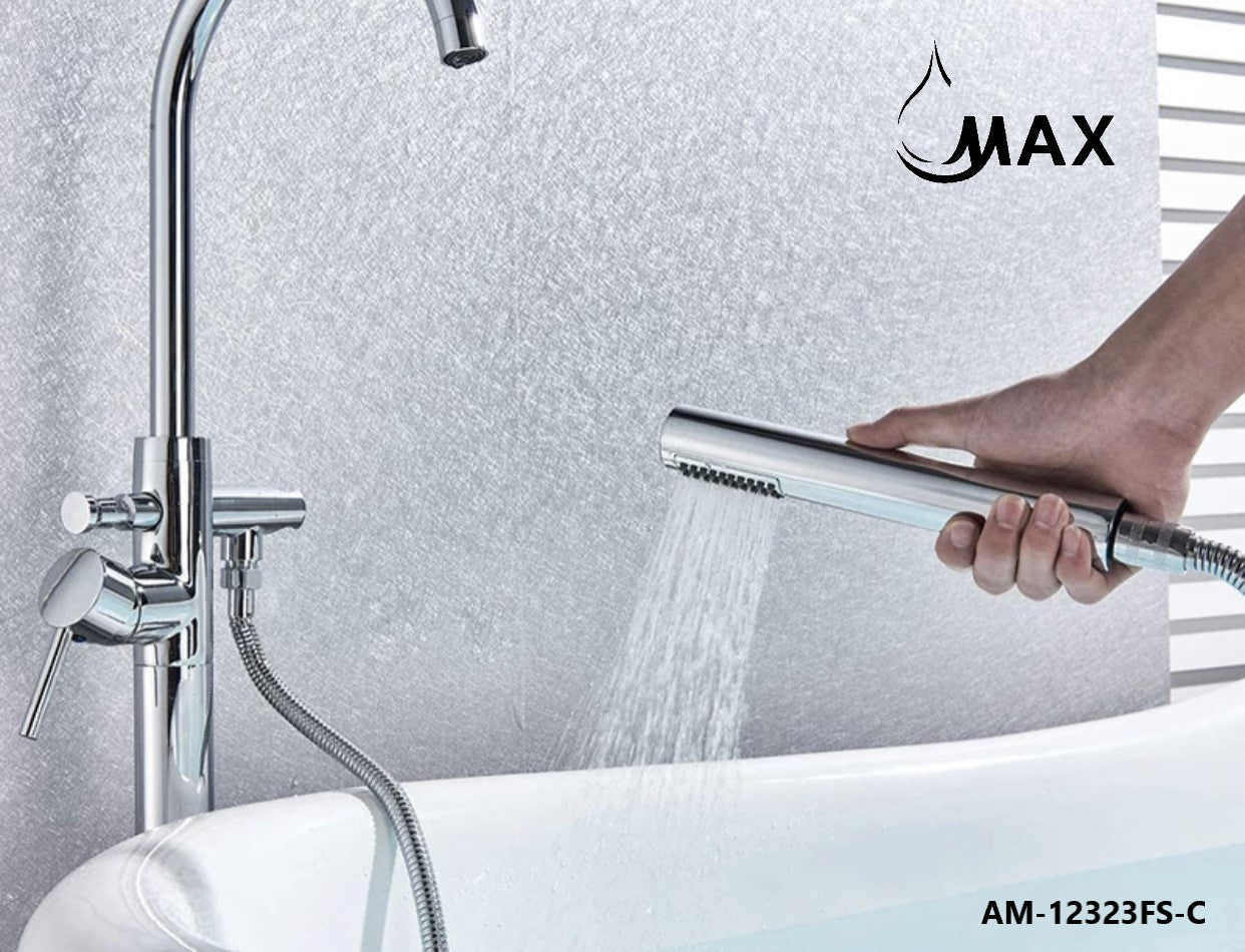 MAX Faucets Canada, Tub Filler Faucet Single Handle Floor Mounted With Rough-In And Handheld Chrome Finish