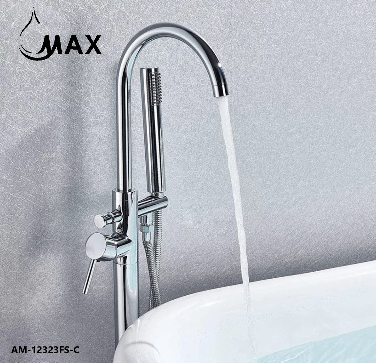 MAX Faucets Canada, Tub Filler Faucet Single Handle Floor Mounted With Rough-In And Handheld Chrome Finish