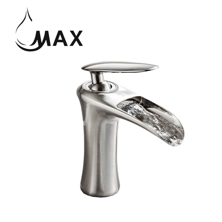 MAX Faucets Canada, Waterfall Bathroom Faucet Single Handle Brushed Nickel Finish