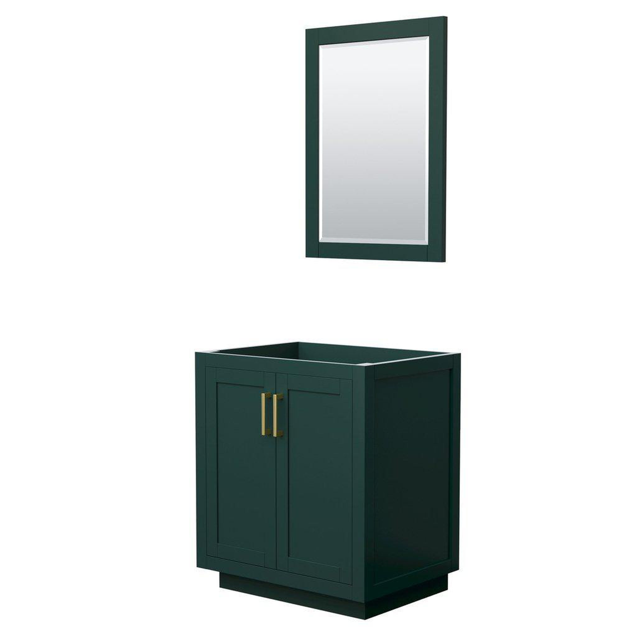 Wyndham Collection, Wyndham Collection Miranda 30" Single Bathroom Green Vanity Set With 24" Mirror And Brushed Gold Trim