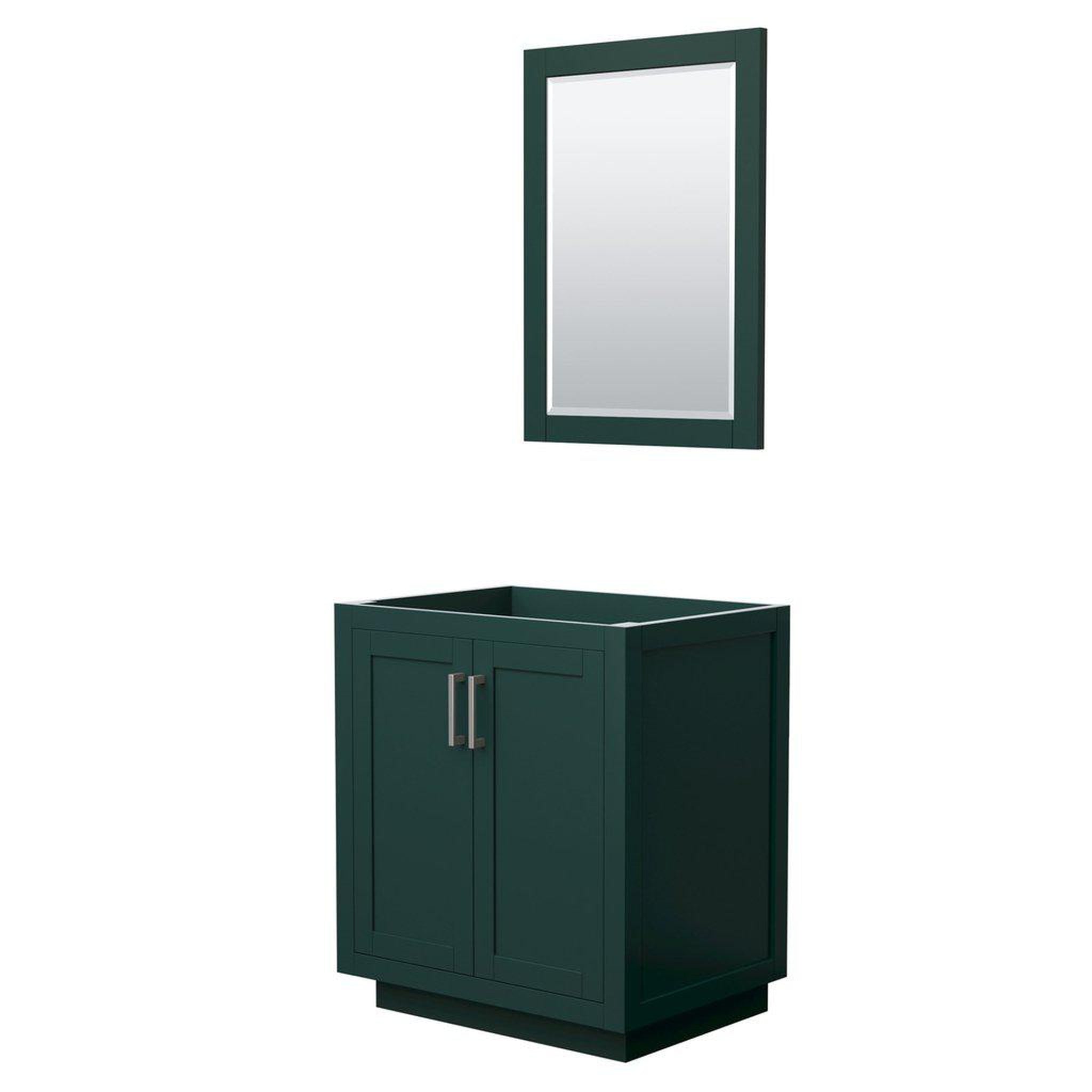 Wyndham Collection, Wyndham Collection Miranda 30" Single Bathroom Green Vanity Set With 24" Mirror And Brushed Nickel Trim