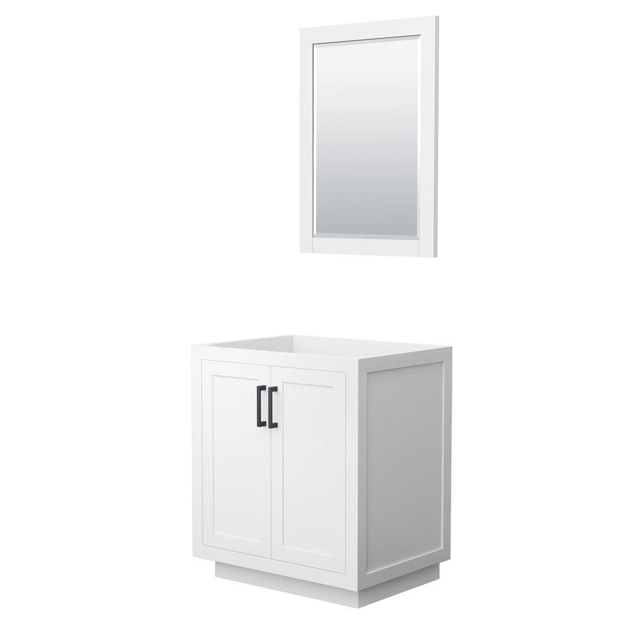 Wyndham Collection, Wyndham Collection Miranda 30" Single Bathroom White Vanity Set With 24" Mirror And Matte Black Trim