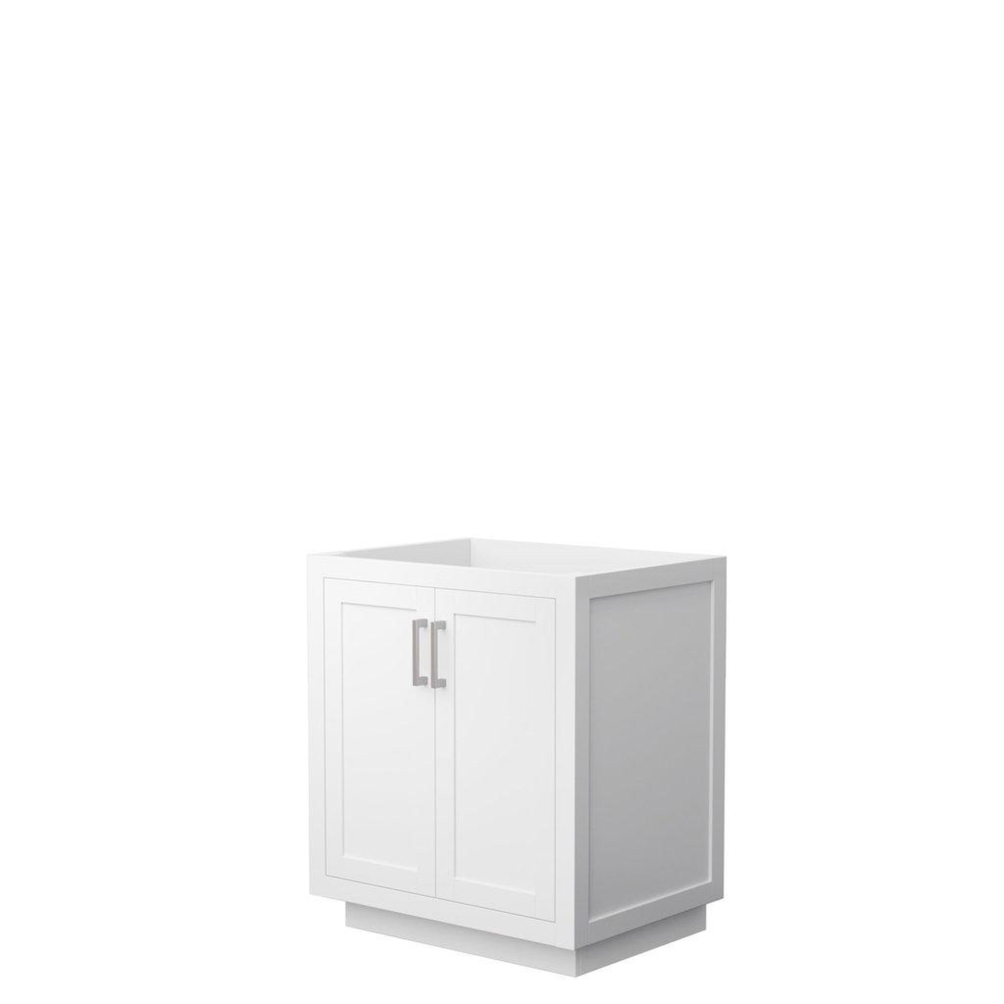 Wyndham Collection, Wyndham Collection Miranda 30" Single Bathroom White Vanity With Brushed Nickel Trim