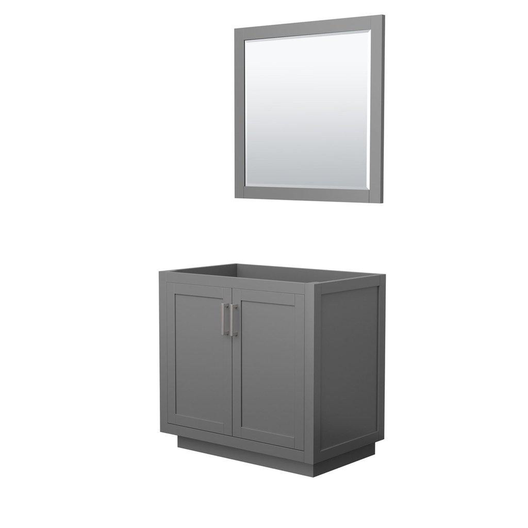 Wyndham Collection, Wyndham Collection Miranda 36" Single Bathroom Dark Gray Vanity Set With 34" Mirror And Brushed Nickel Trim