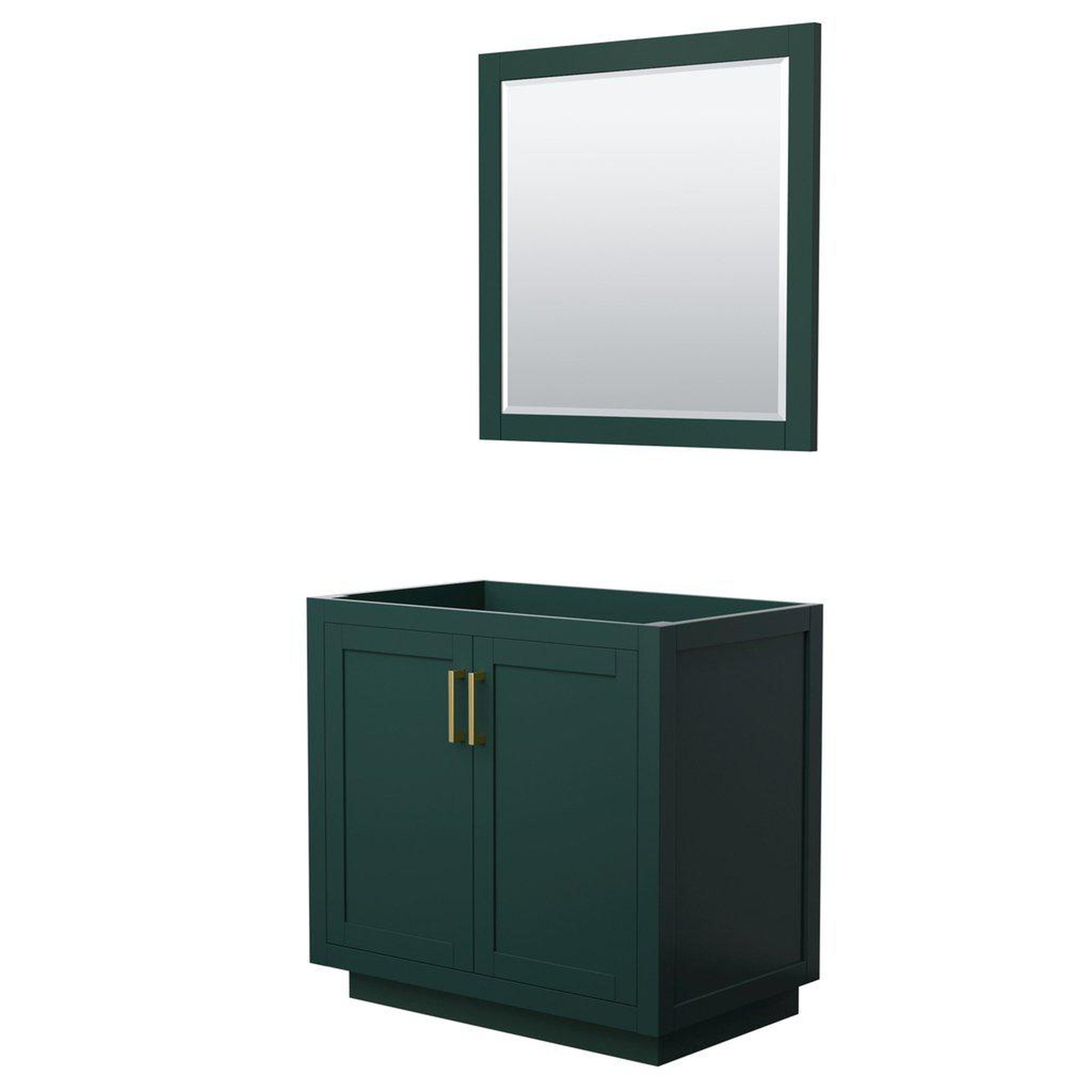 Wyndham Collection, Wyndham Collection Miranda 36" Single Bathroom Green Vanity Set With 34" Mirror And Brushed Gold Trim