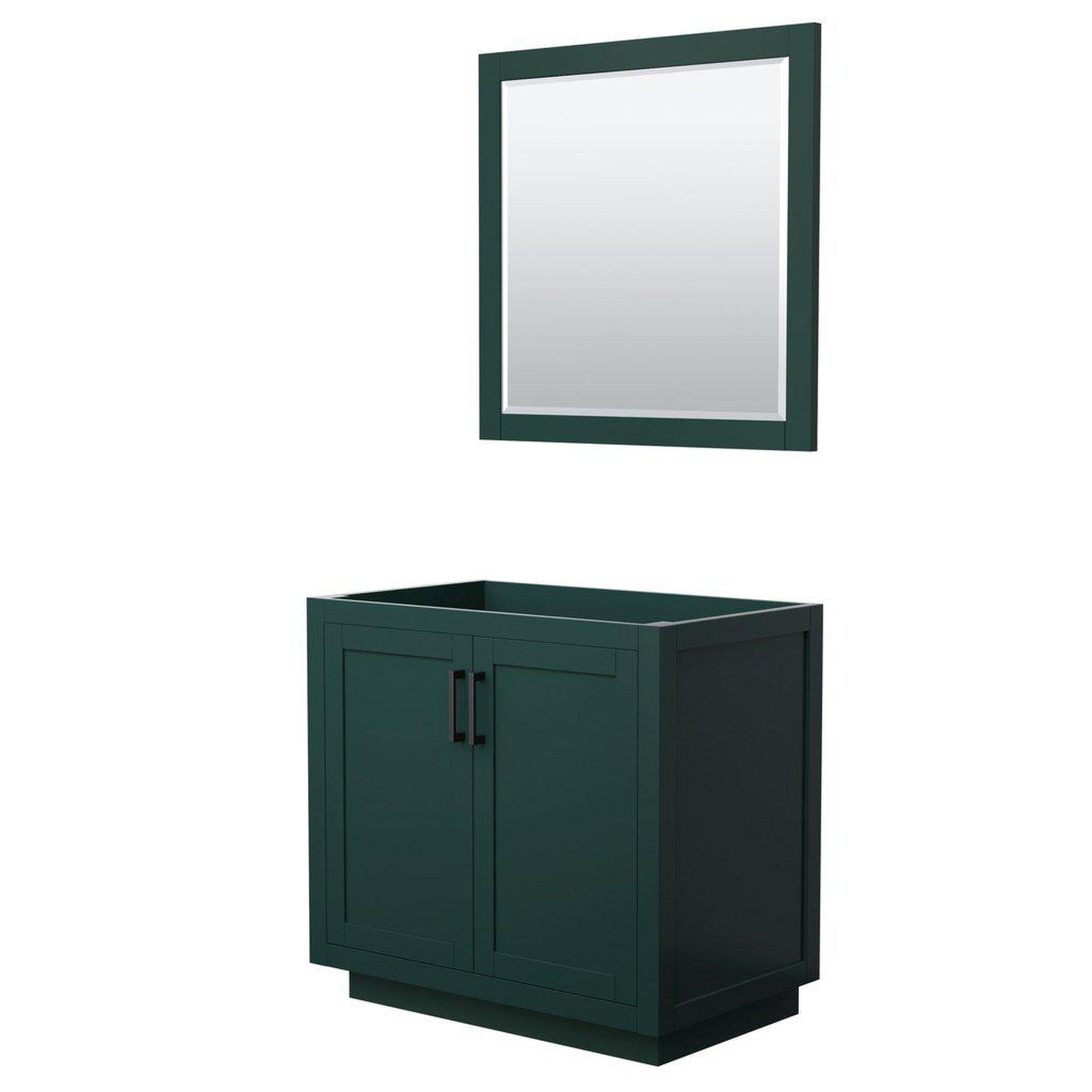 Wyndham Collection, Wyndham Collection Miranda 36" Single Bathroom Green Vanity Set With 34" Mirror And Matte Black Trim