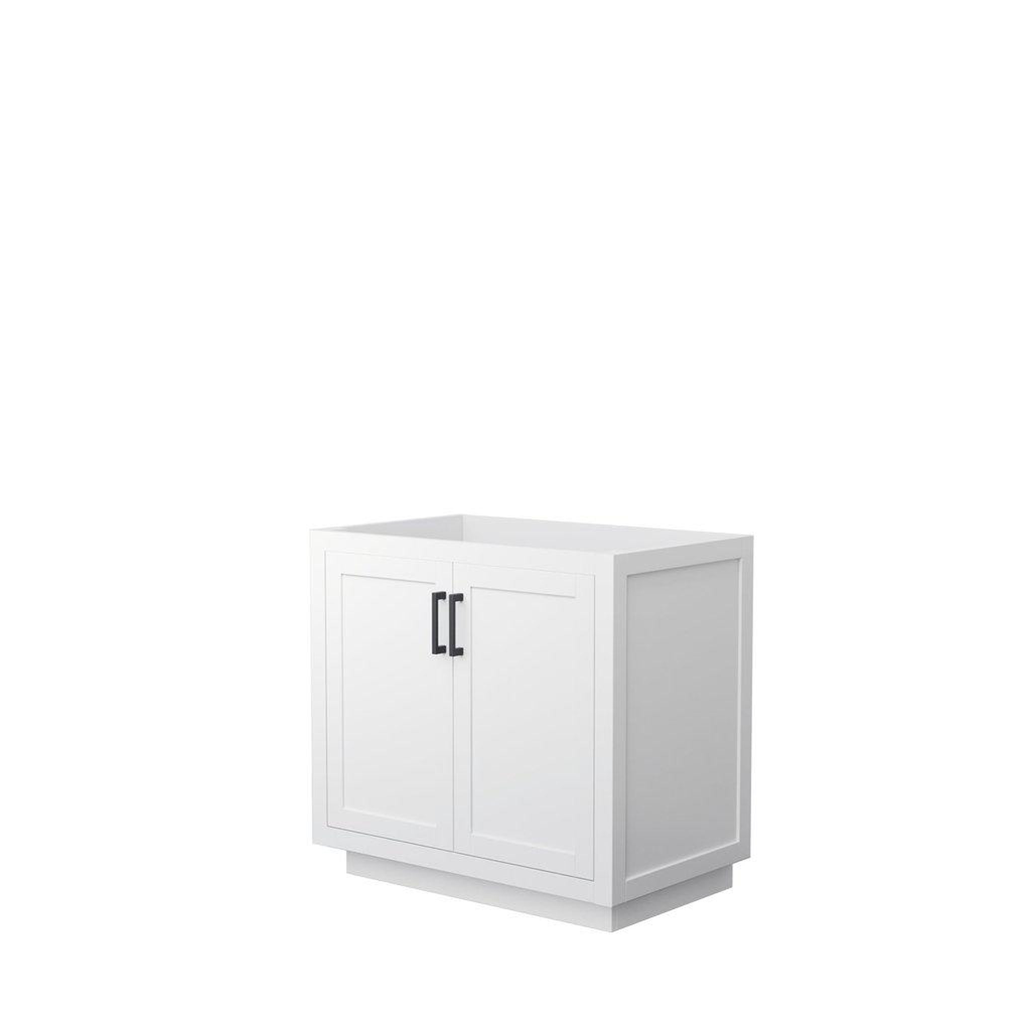 Wyndham Collection, Wyndham Collection Miranda 36" Single Bathroom White Vanity With Matte Black Trim