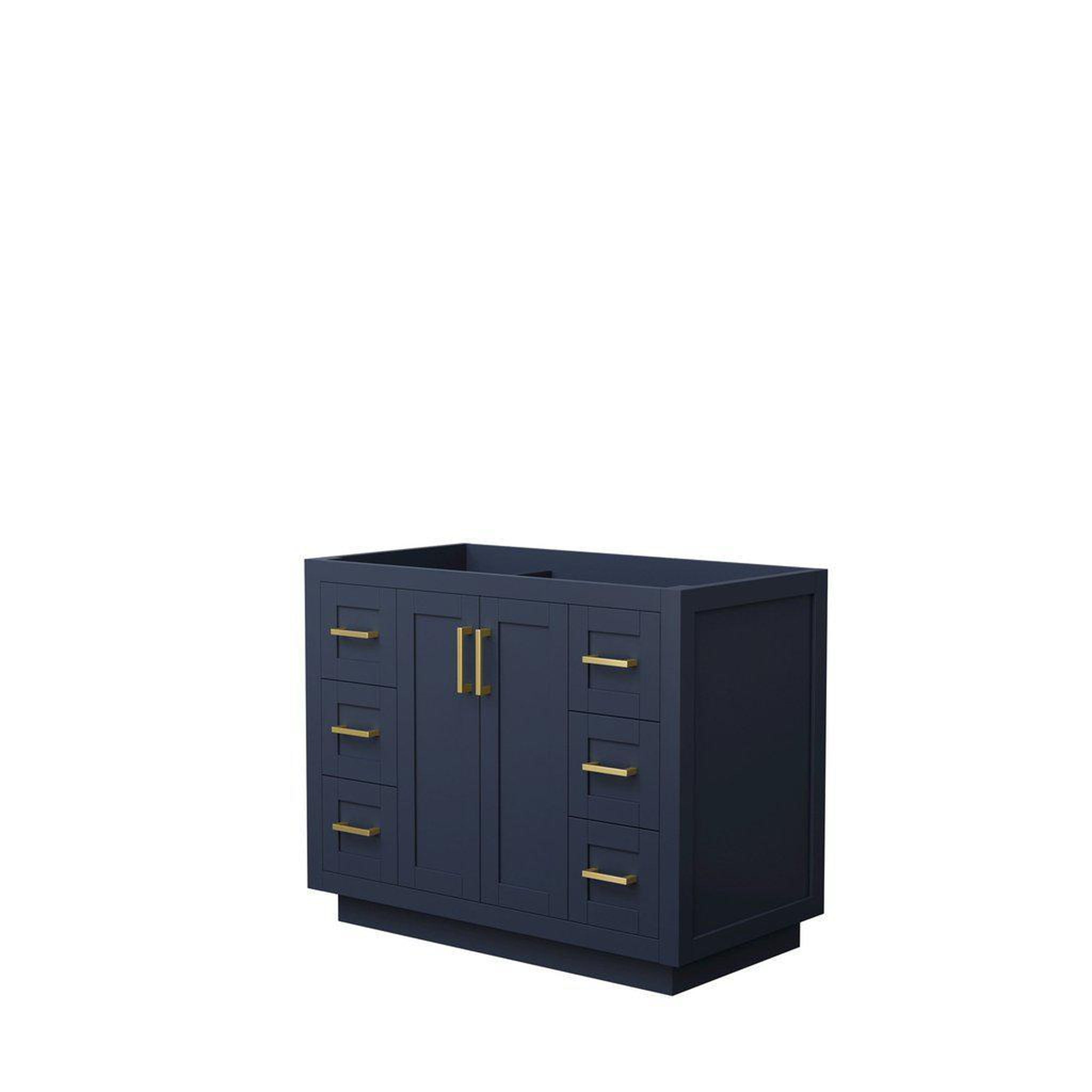 Wyndham Collection, Wyndham Collection Miranda 42" Single Bathroom Dark Blue Vanity With Brushed Gold Trim