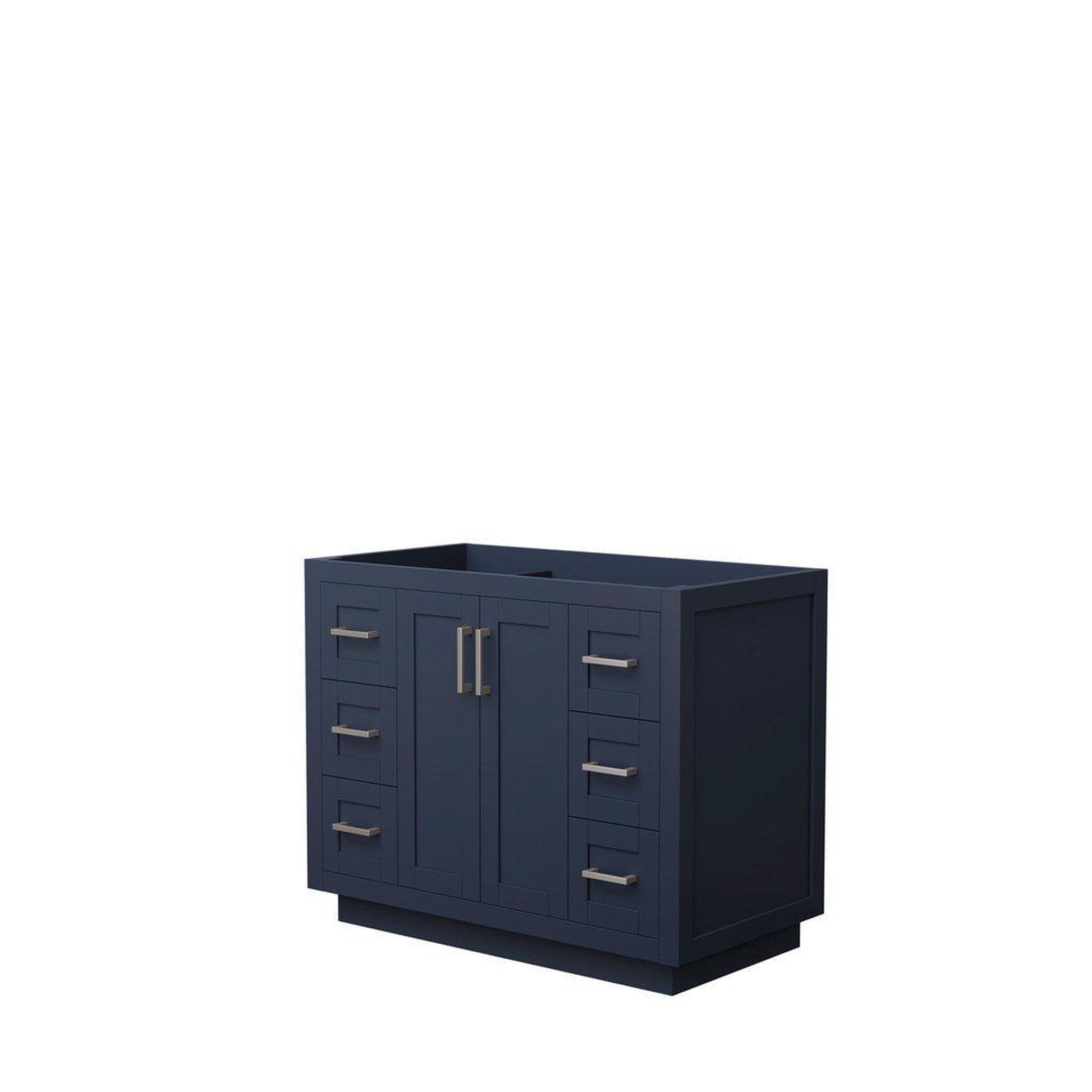 Wyndham Collection, Wyndham Collection Miranda 42" Single Bathroom Dark Blue Vanity With Brushed Nickel Trim