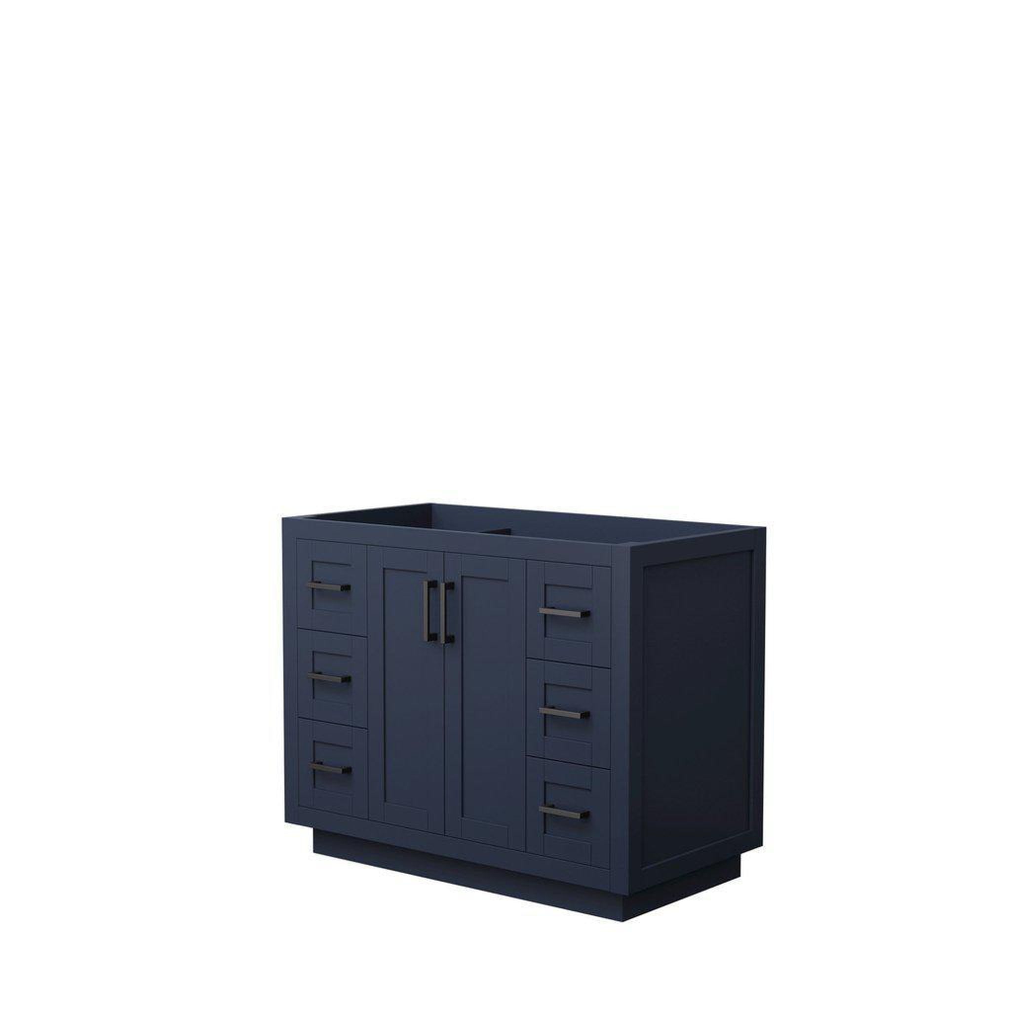 Wyndham Collection, Wyndham Collection Miranda 42" Single Bathroom Dark Blue Vanity With Matte Black Trim