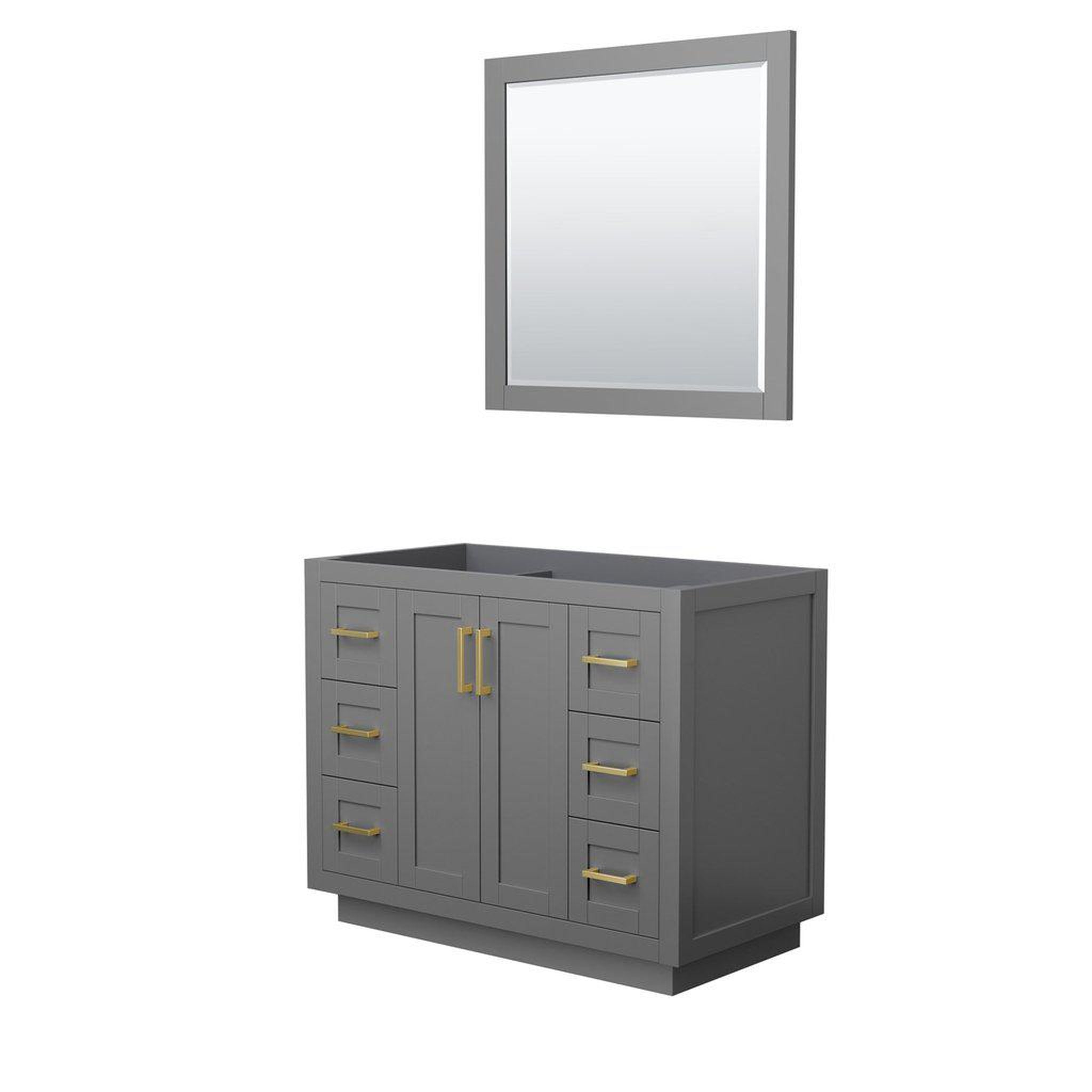 Wyndham Collection, Wyndham Collection Miranda 42" Single Bathroom Dark Gray Vanity Set With 34" Mirror And Brushed Gold Trim