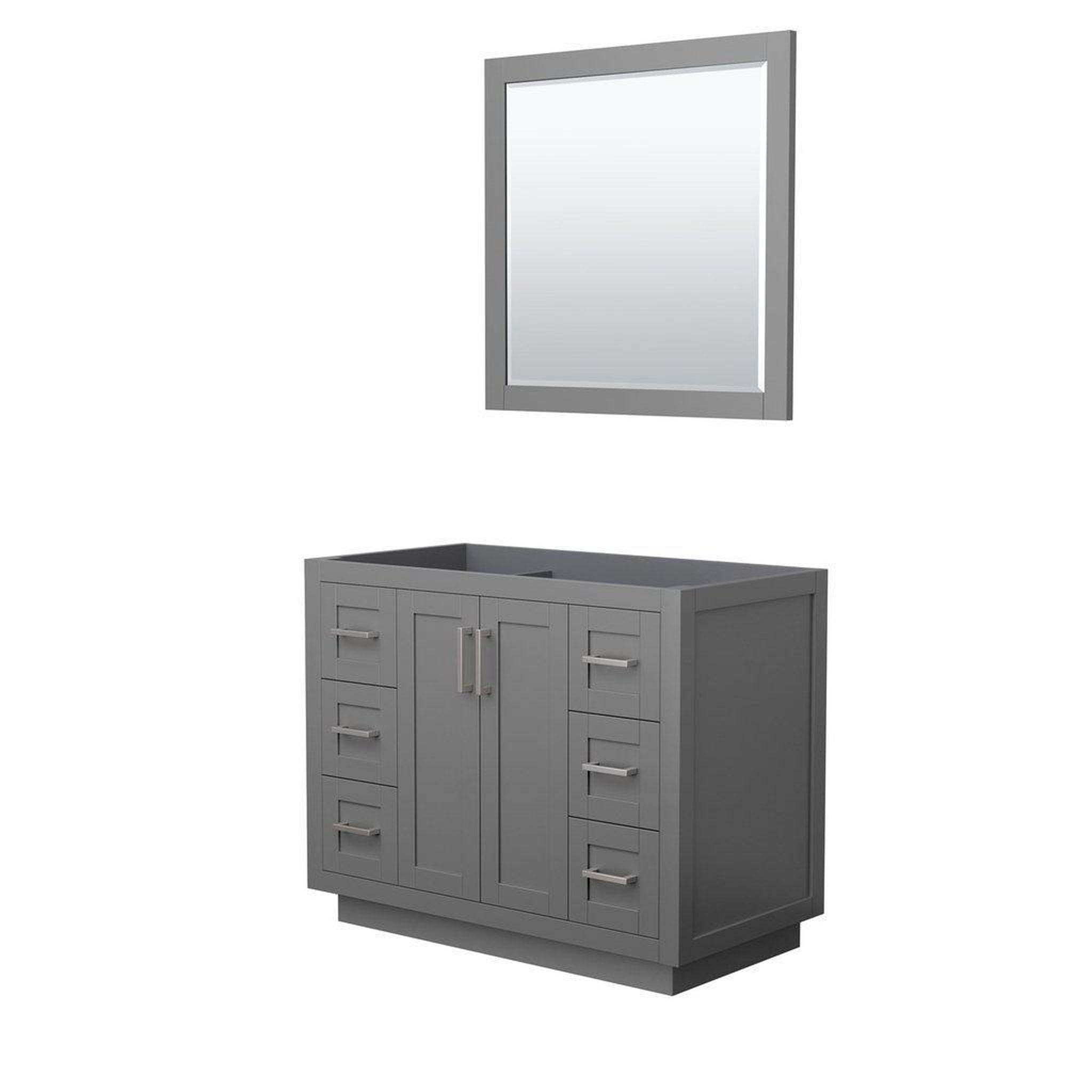 Wyndham Collection, Wyndham Collection Miranda 42" Single Bathroom Dark Gray Vanity Set With 34" Mirror And Brushed Nickel Trim