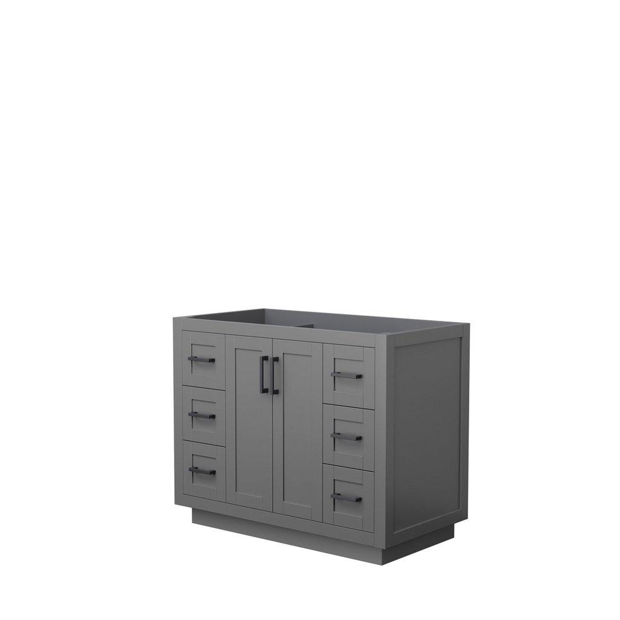 Wyndham Collection, Wyndham Collection Miranda 42" Single Bathroom Dark Gray Vanity With Matte Black Trim