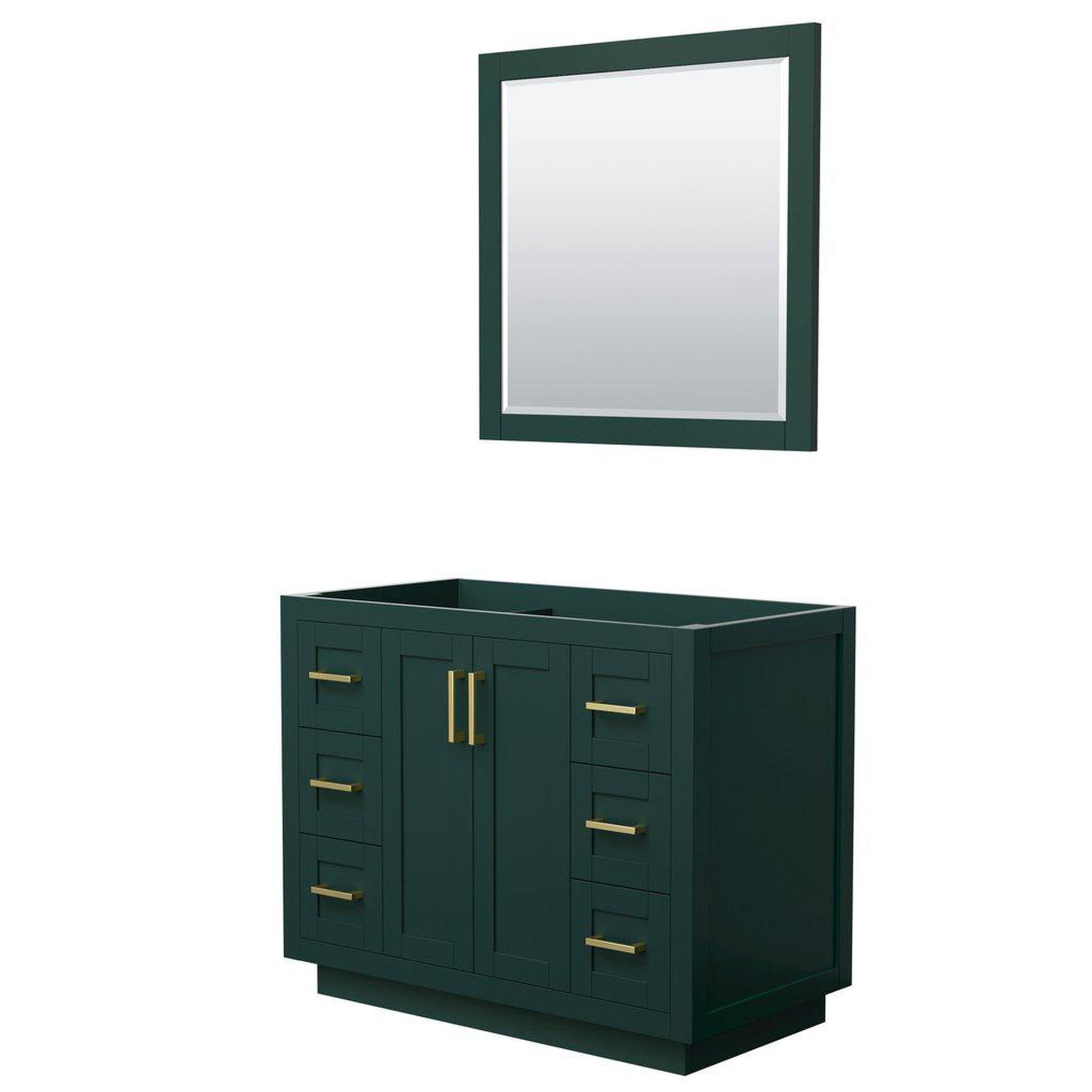 Wyndham Collection, Wyndham Collection Miranda 42" Single Bathroom Green Vanity Set With 34" Mirror And Brushed Gold Trim