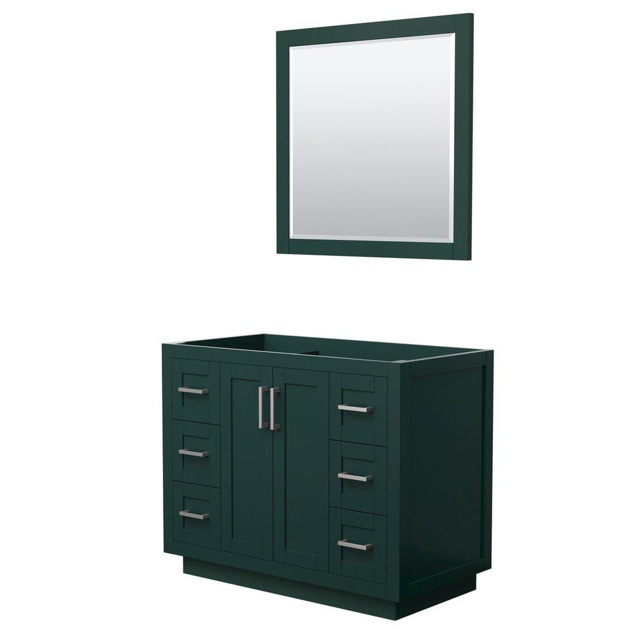 Wyndham Collection, Wyndham Collection Miranda 42" Single Bathroom Green Vanity Set With 34" Mirror And Brushed Nickel Trim