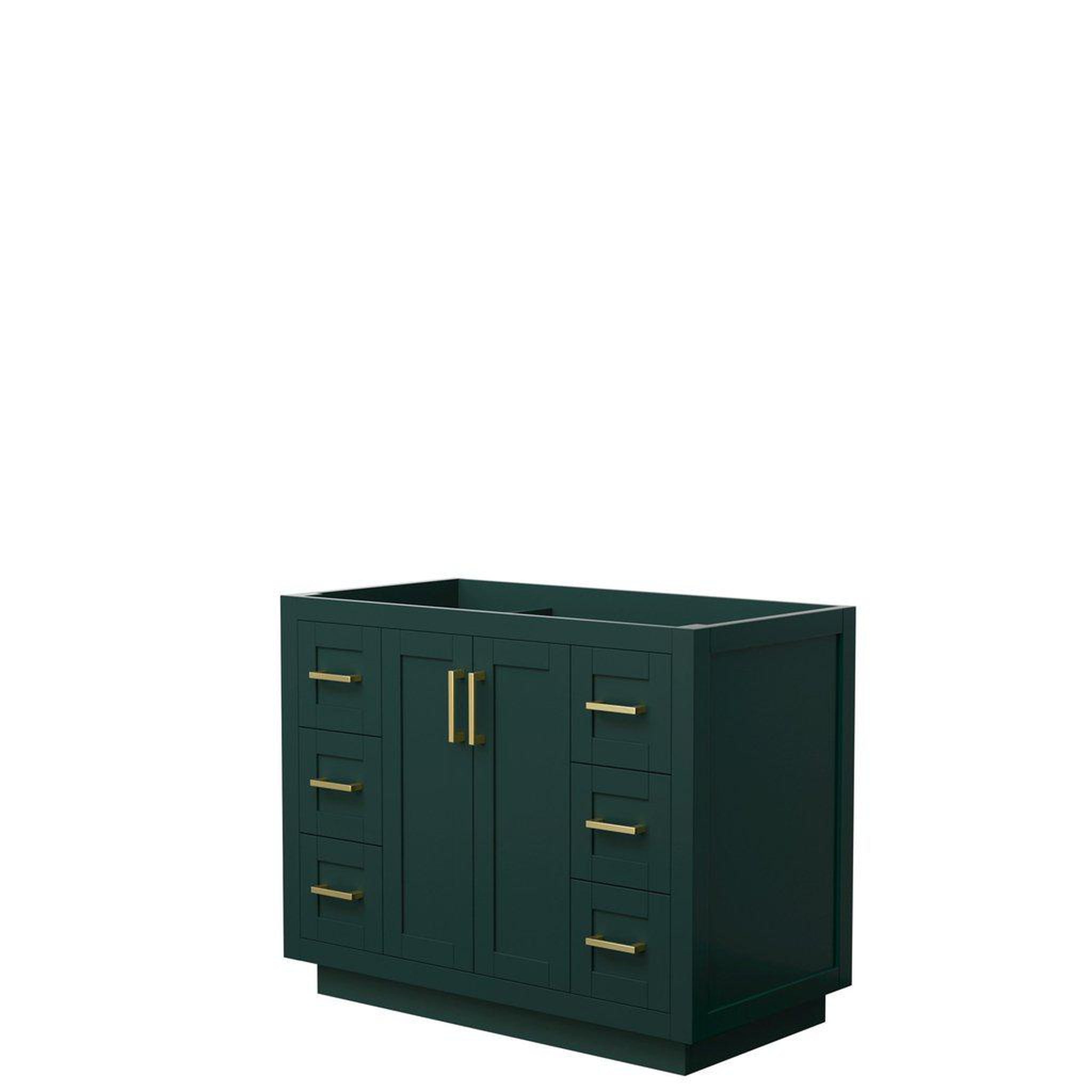 Wyndham Collection, Wyndham Collection Miranda 42" Single Bathroom Green Vanity With Brushed Gold Trim