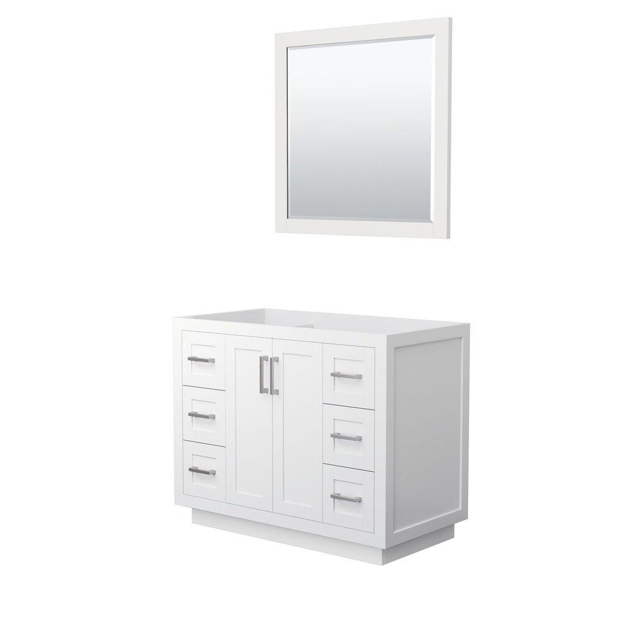 Wyndham Collection, Wyndham Collection Miranda 42" Single Bathroom White Vanity Set With 34" Mirror And Brushed Nickel Trim