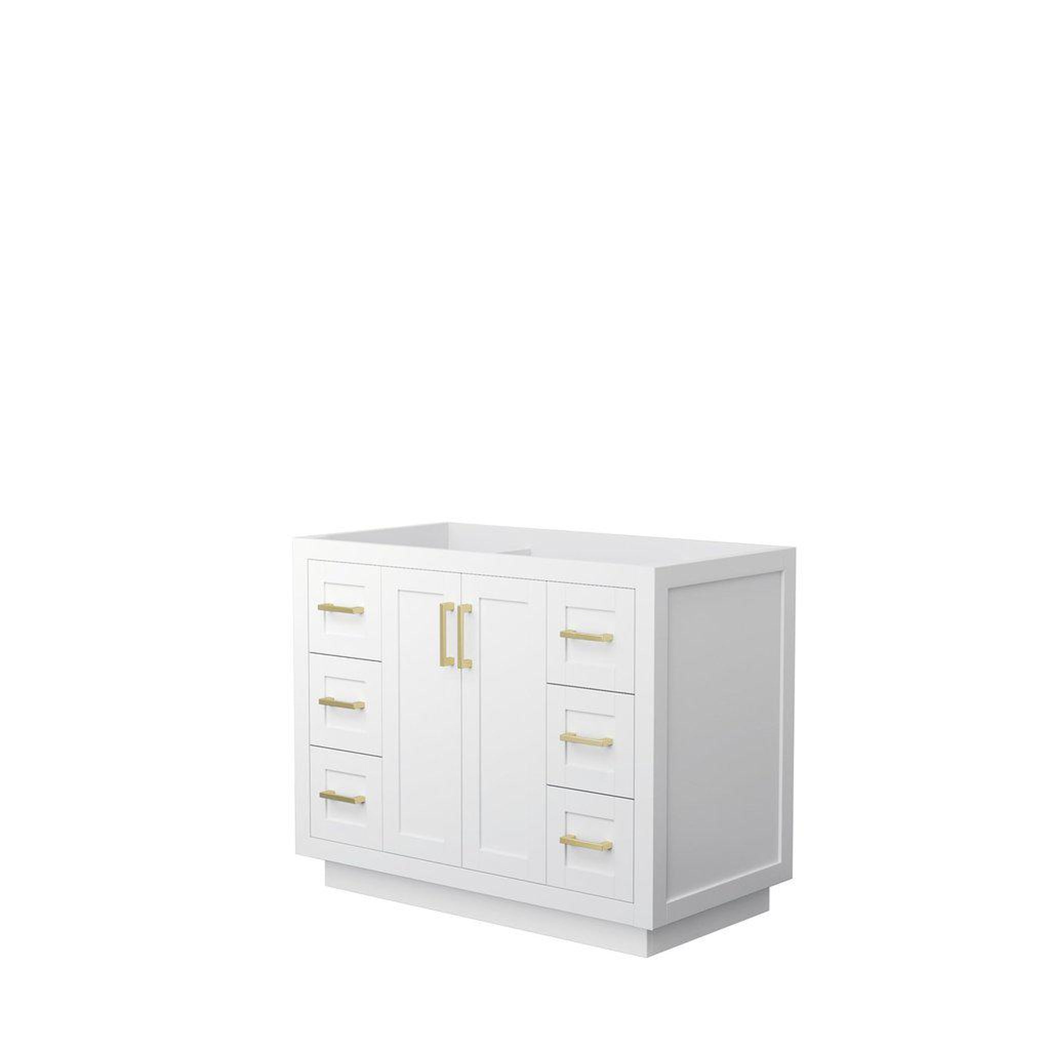 Wyndham Collection, Wyndham Collection Miranda 42" Single Bathroom White Vanity With Brushed Gold Trim