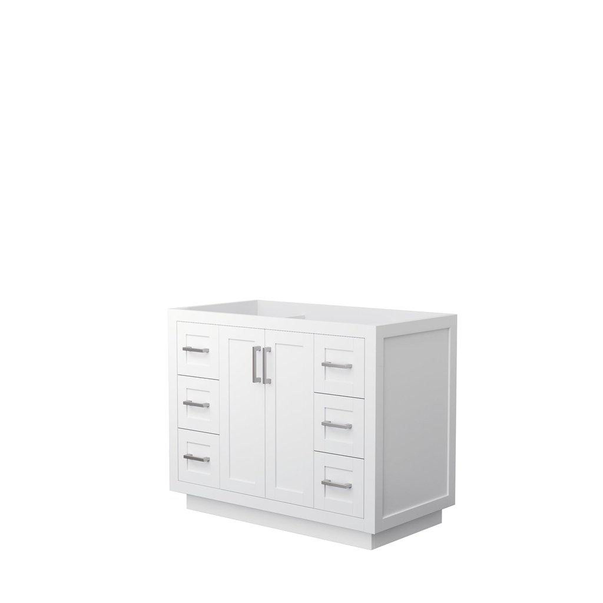 Wyndham Collection, Wyndham Collection Miranda 42" Single Bathroom White Vanity With Brushed Nickel Trim