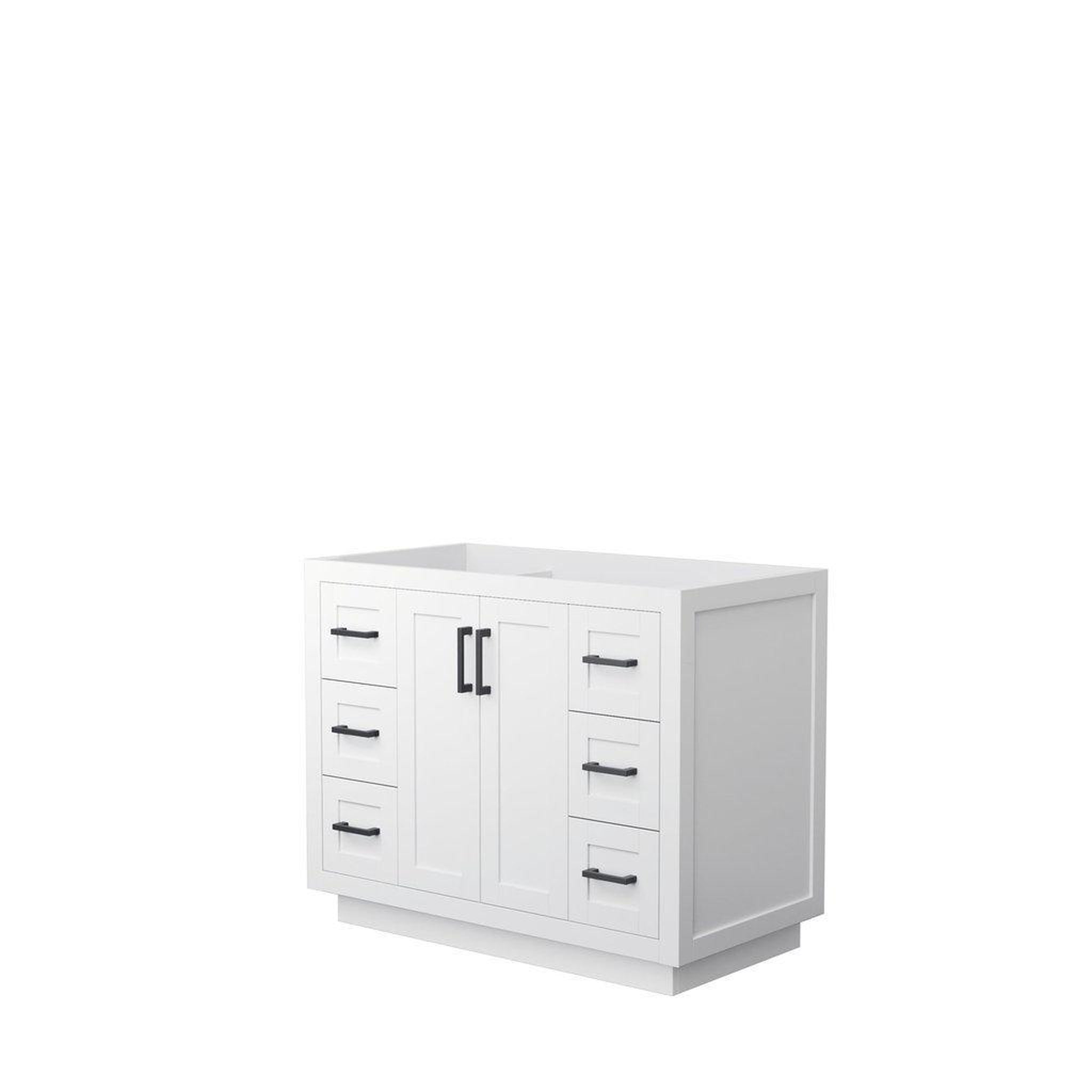 Wyndham Collection, Wyndham Collection Miranda 42" Single Bathroom White Vanity With Matte Black Trim