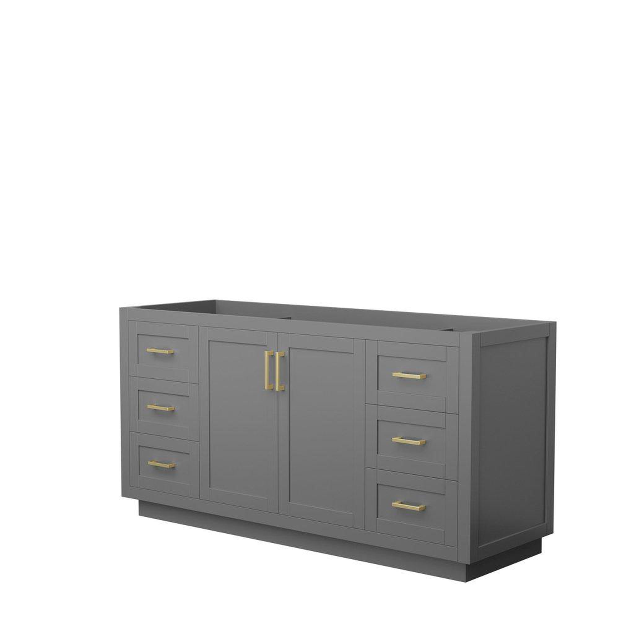 Wyndham Collection, Wyndham Collection Miranda 66" Single Bathroom Dark Gray Vanity With Brushed Gold Trim