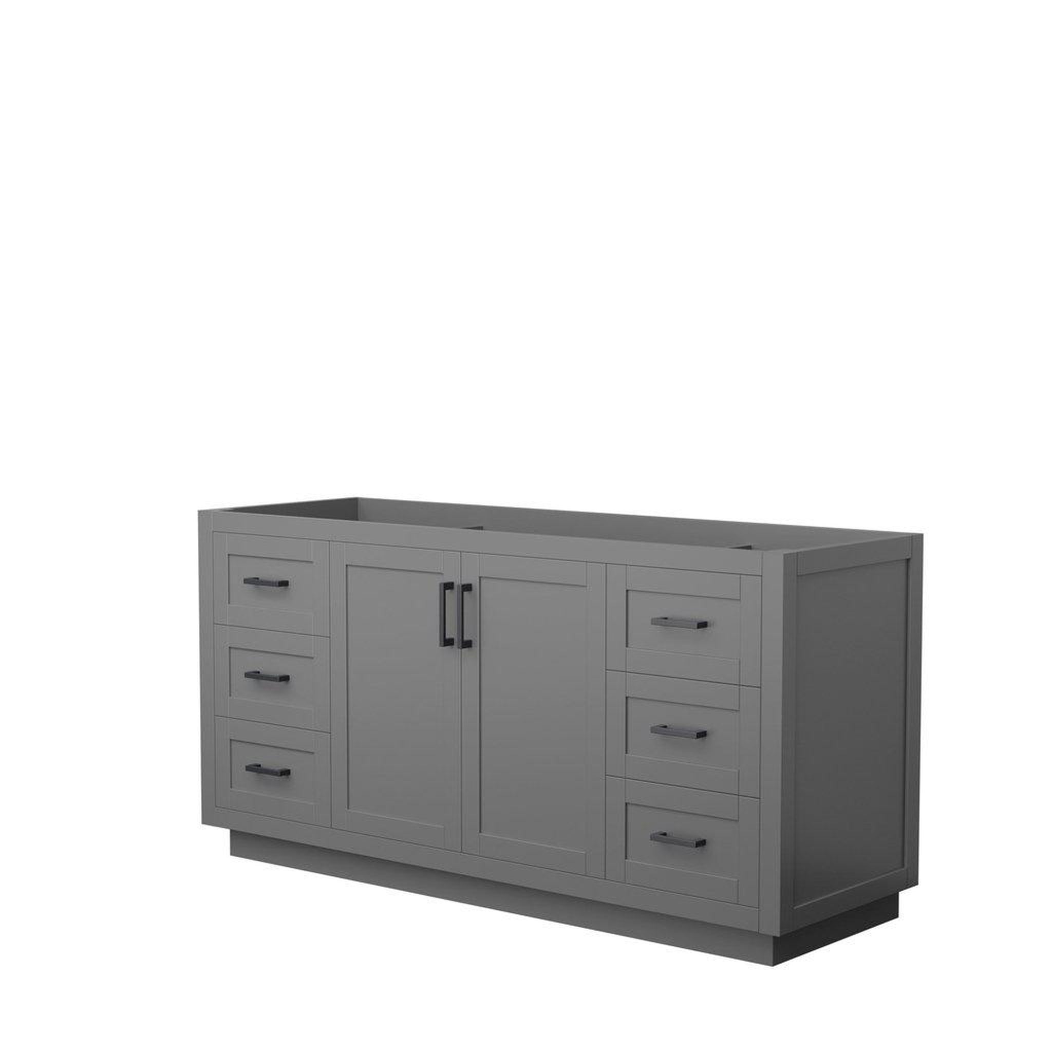 Wyndham Collection, Wyndham Collection Miranda 66" Single Bathroom Dark Gray Vanity With Matte Black Trim