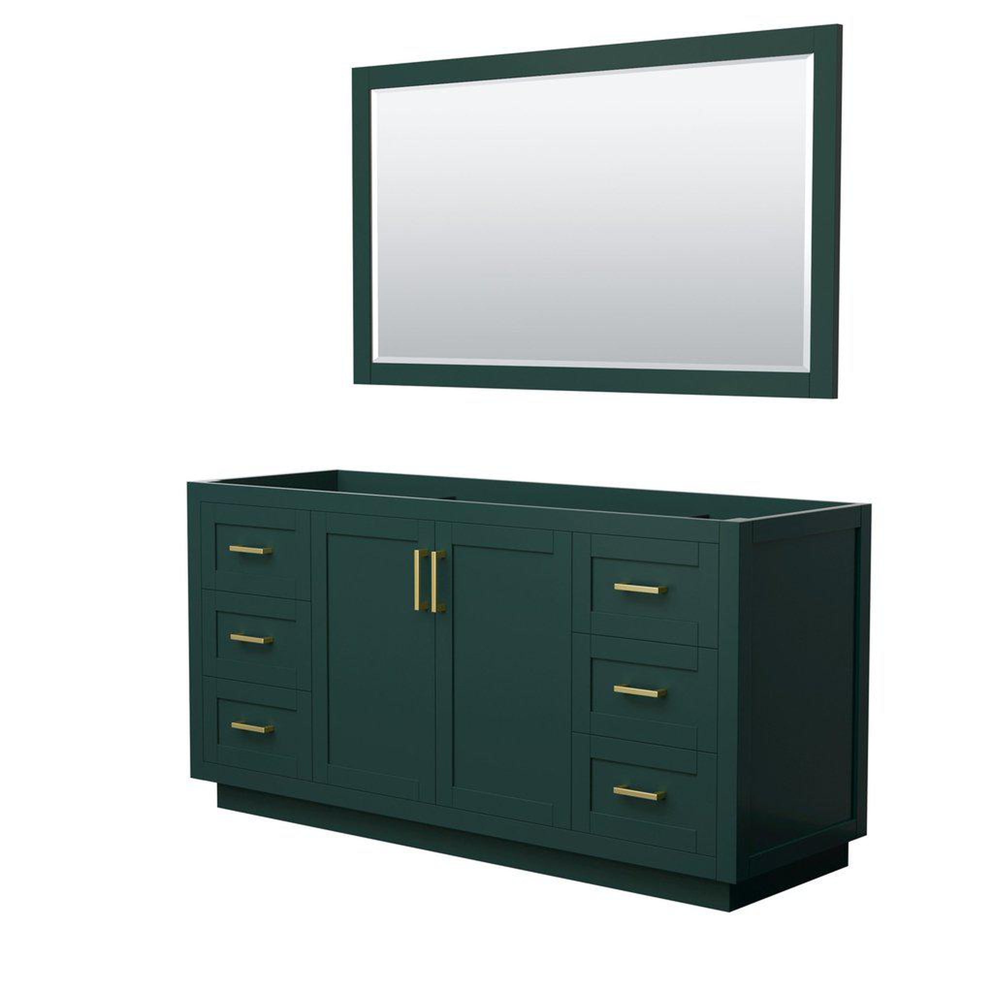 Wyndham Collection, Wyndham Collection Miranda 66" Single Bathroom Green Vanity Set With 58" Mirror And Brushed Gold Trim