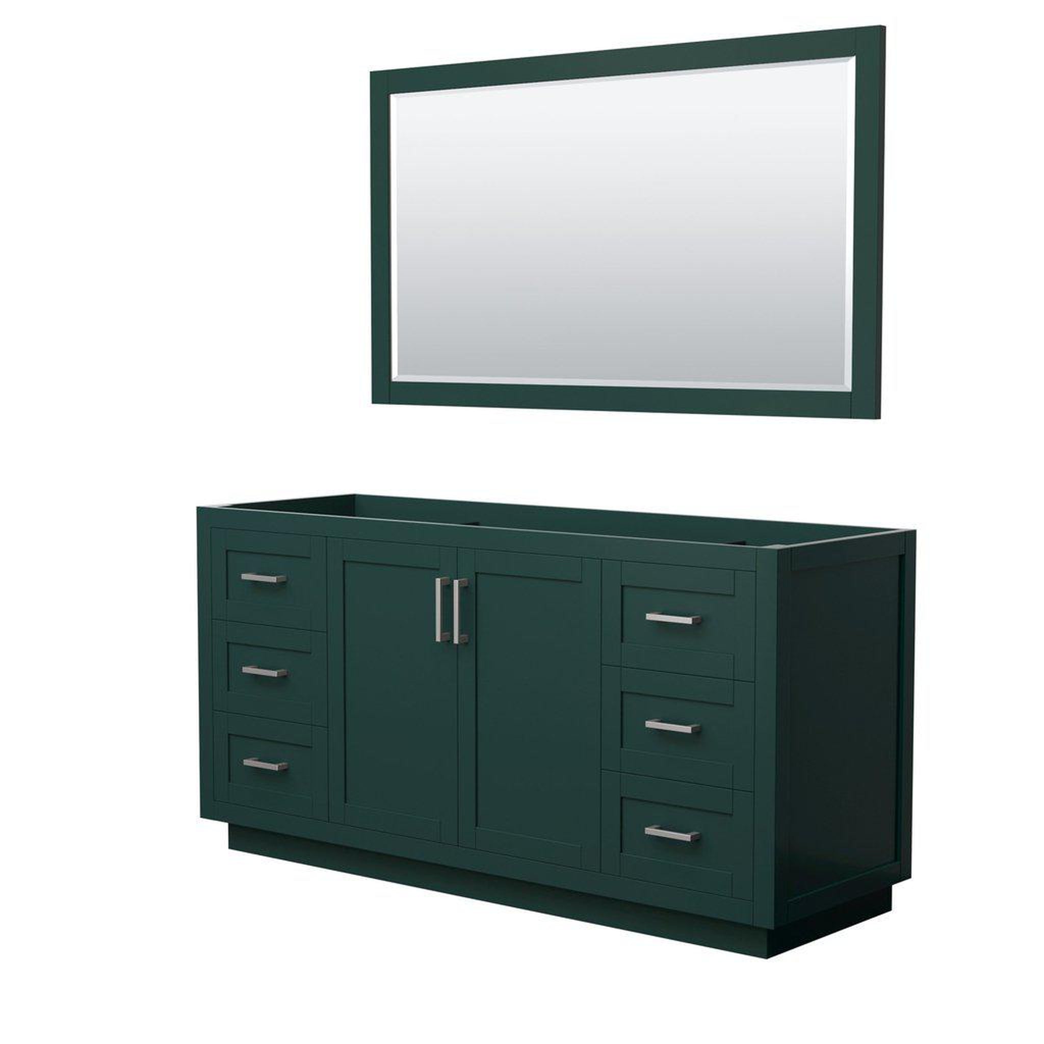 Wyndham Collection, Wyndham Collection Miranda 66" Single Bathroom Green Vanity Set With 58" Mirror And Brushed Nickel Trim