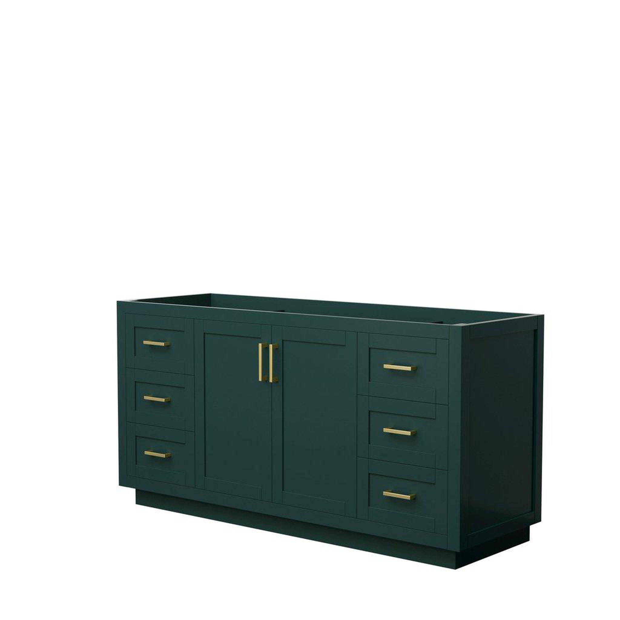 Wyndham Collection, Wyndham Collection Miranda 66" Single Bathroom Green Vanity With Brushed Gold Trim