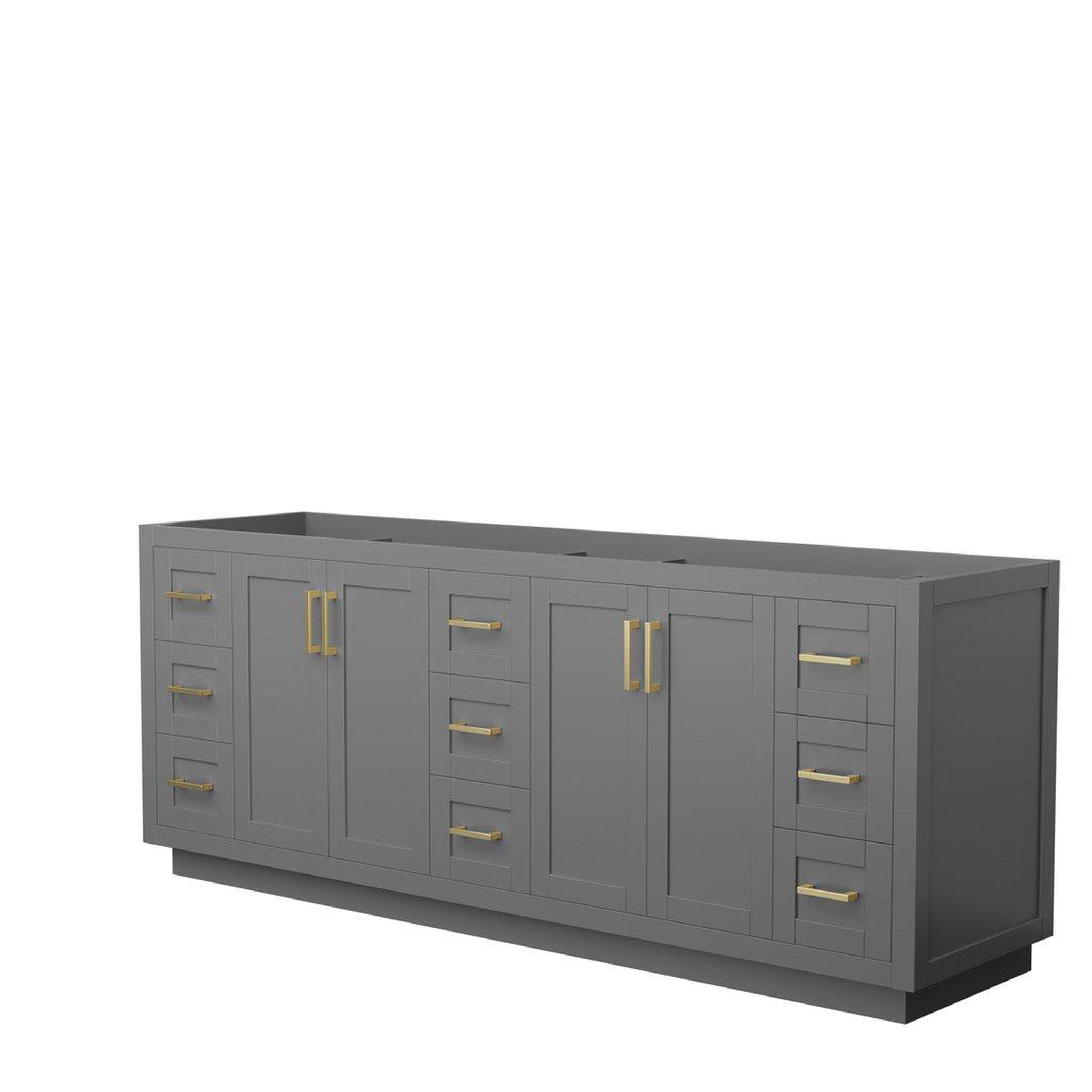 Wyndham Collection, Wyndham Collection Miranda 84" Double Bathroom Dark Gray Vanity With Brushed Gold Trim