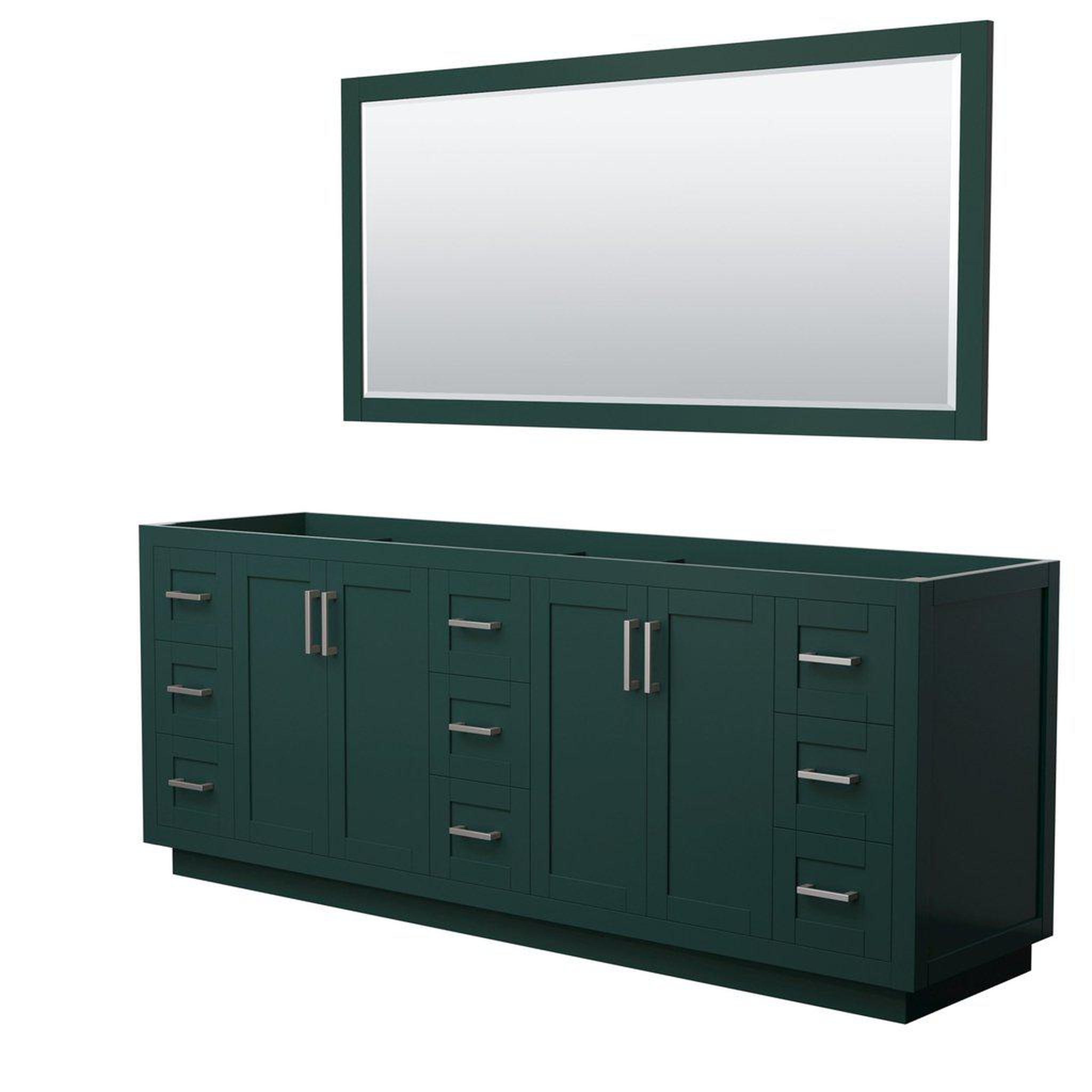 Wyndham Collection, Wyndham Collection Miranda 84" Double Bathroom Green Vanity Set With 70" Mirror And Brushed Nickel Trim