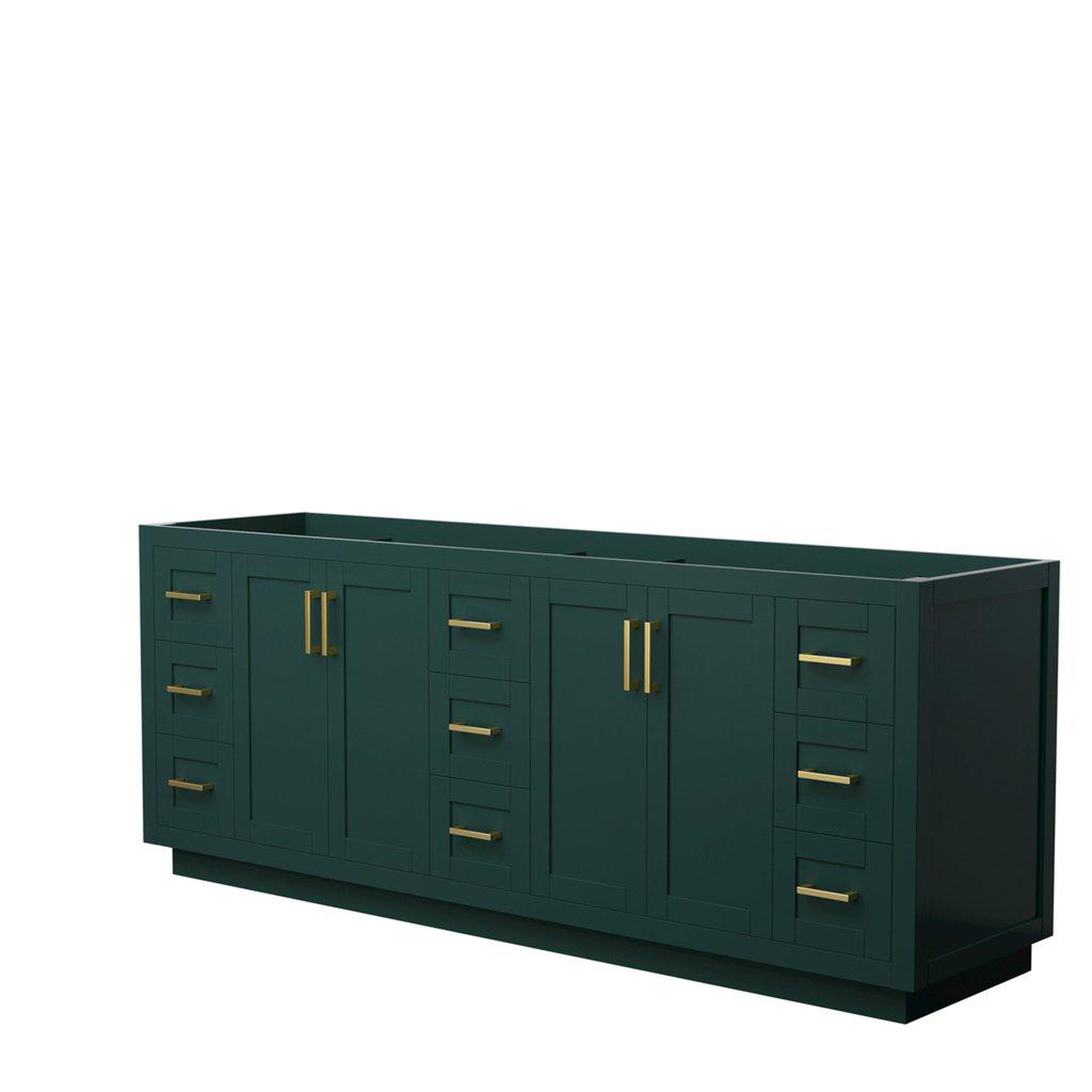 Wyndham Collection, Wyndham Collection Miranda 84" Double Bathroom Green Vanity With Brushed Gold Trim