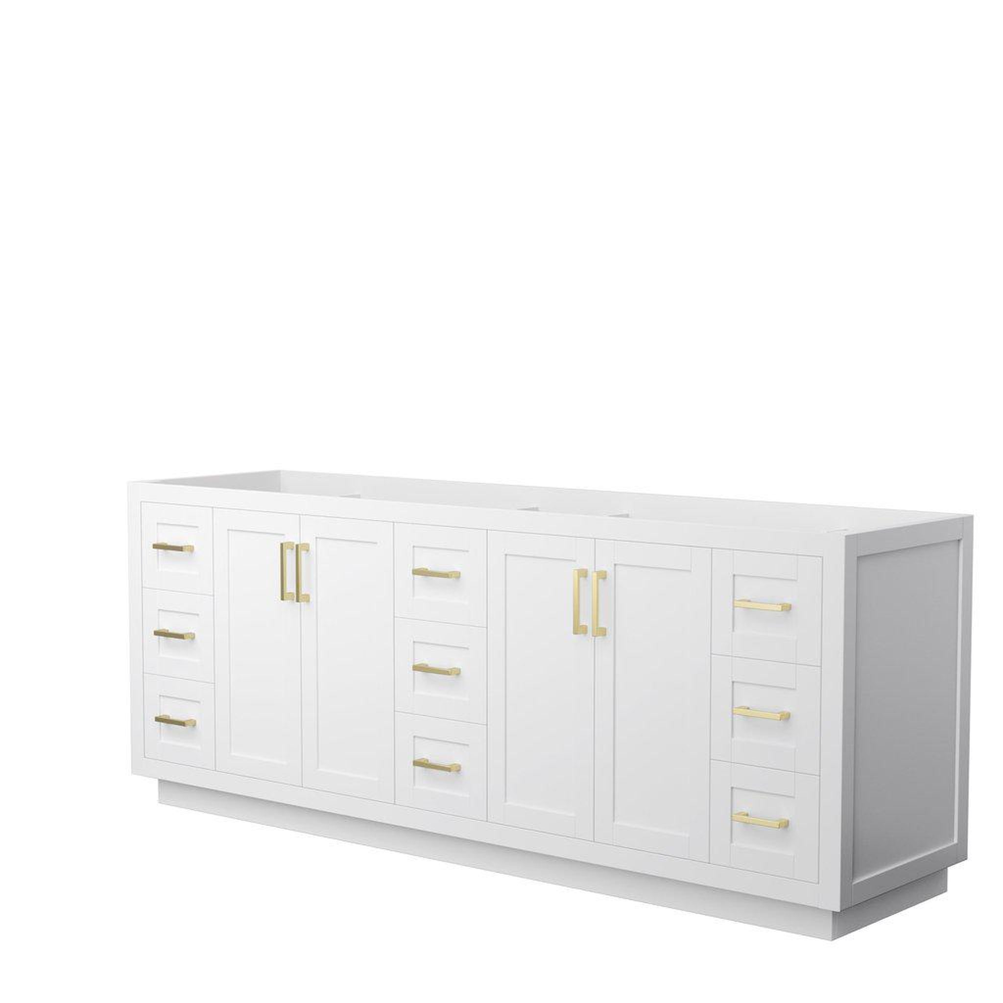 Wyndham Collection, Wyndham Collection Miranda 84" Double Bathroom White Vanity With Brushed Gold Trim