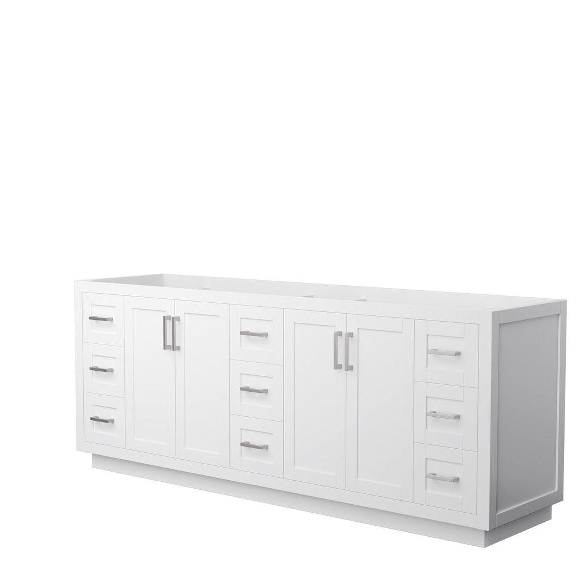 Wyndham Collection, Wyndham Collection Miranda 84" Double Bathroom White Vanity With Brushed Nickel Trim