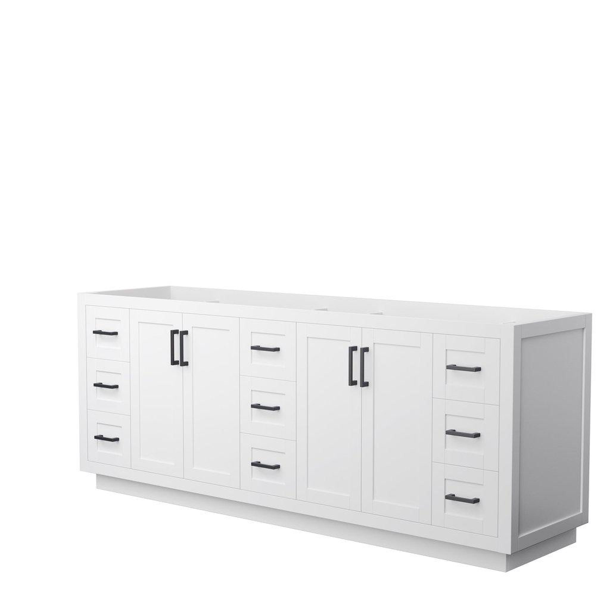 Wyndham Collection, Wyndham Collection Miranda 84" Double Bathroom White Vanity With Matte Black Trim