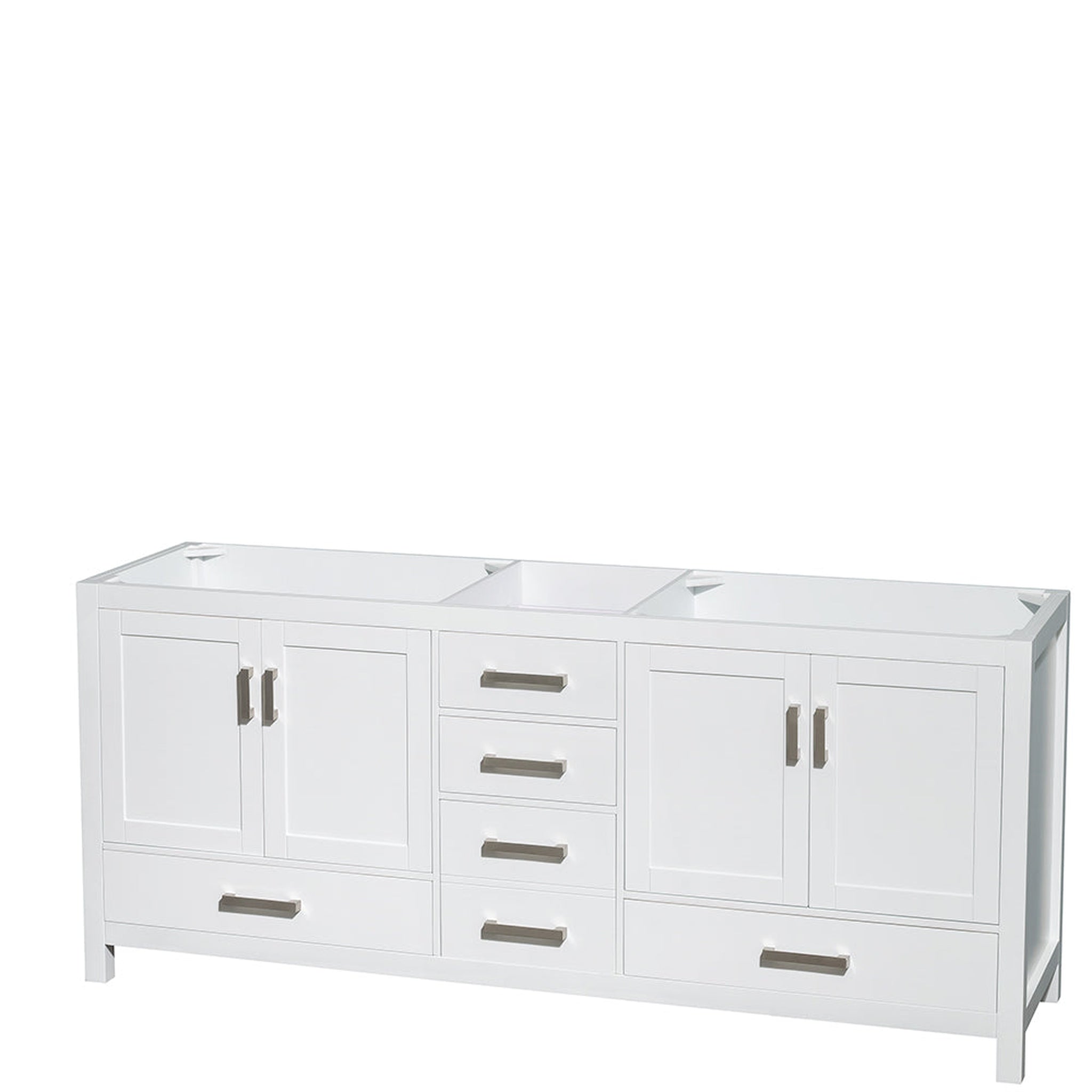 Wyndham Collection, Wyndham Collection Sheffield 80" Double Bathroom Vanity in White, No Countertop, No Sinks, and No Mirror